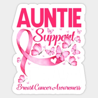 Auntie Support Team Breast Cancer Awareness Butterfly Sticker